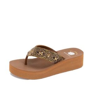 Yellow box flip flops PAREL color toast medium width
